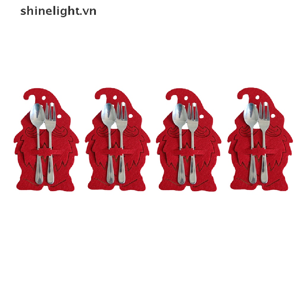 Bộ 4 Túi Đựng Muỗng Nĩa Dùng Trang Trí Bàn Ăn Dịp Giáng Sinh