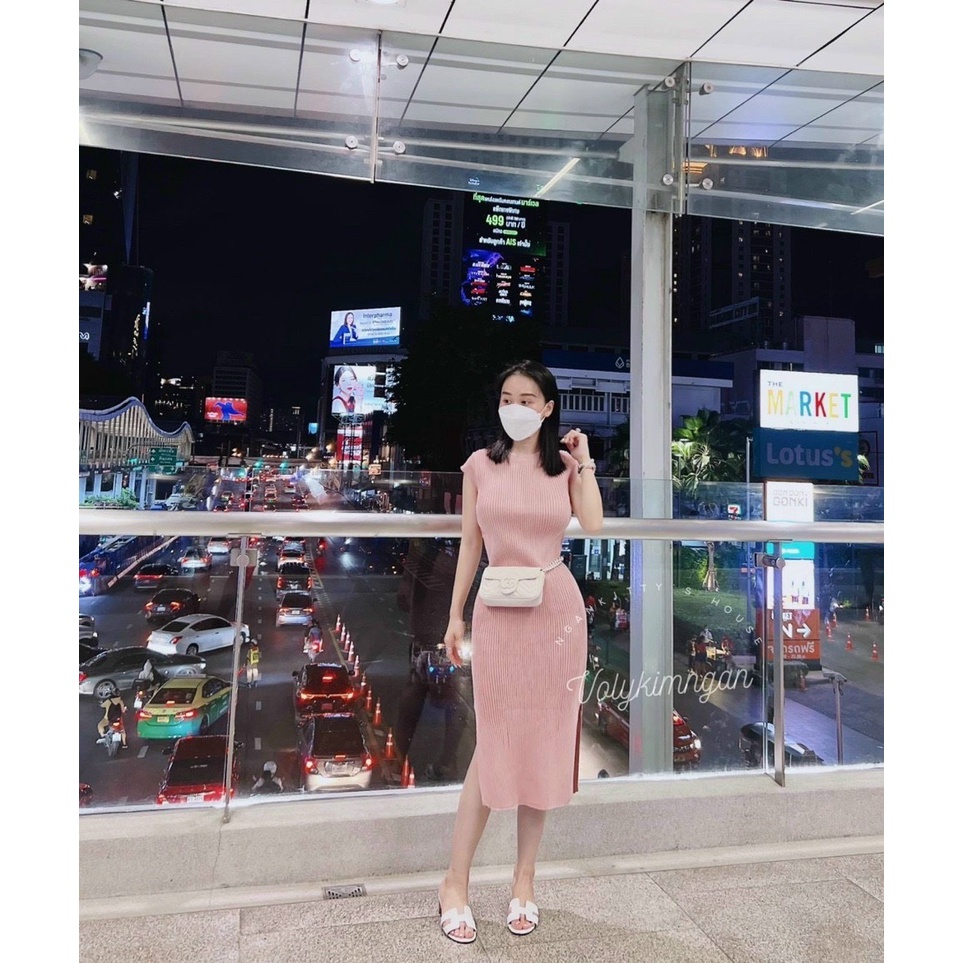 Váy len maxi xẻ bên