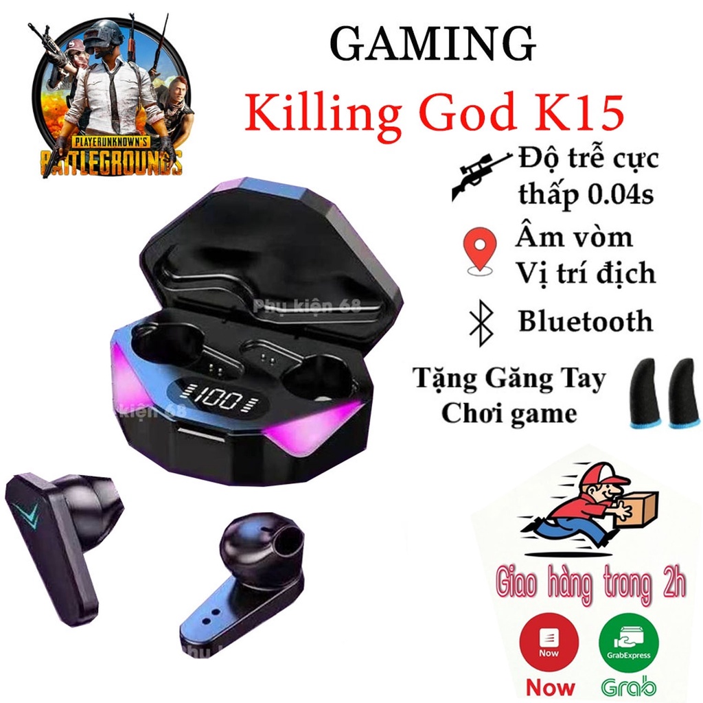Tai nghe chơi game Tai nghe Bluetooth gaming Killing God K15 độ trễ thấp cực thấp khi chơi game cho android và ios