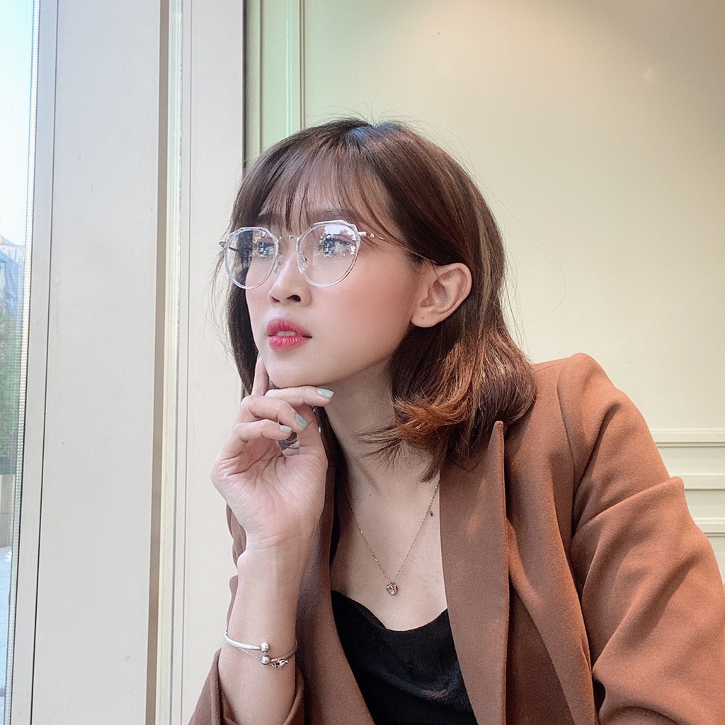 Gọng kính cận nam nữ mắt tròn đa giác Liup 8854 thiết kế độc đáo, cá tính, mắt phối nhựa và kim loại | BigBuy360 - bigbuy360.vn