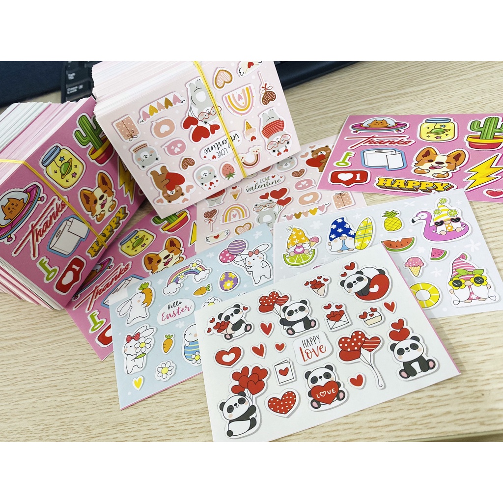 Set Sticker nhiều hình thương hiệu, họa tiết chống nước, dán trang trí laptop, mũ bảo hiểm, vali, xe ga