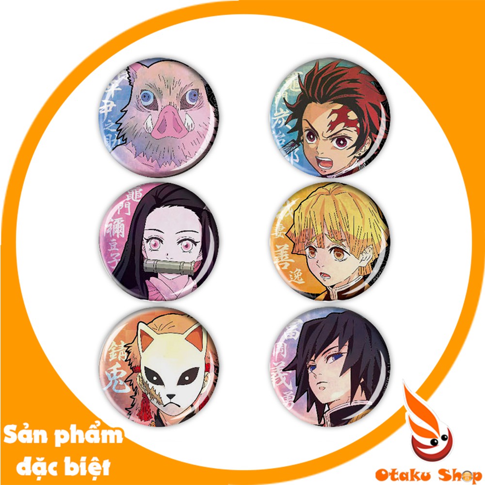 SET 6 CÁI huy hiệu Anime Kimetsu no Yaiba - Demon Slayer - Lưỡi gươm Diệt Quỷ