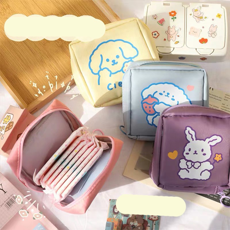 Túi Pouch Vuông Đựng Đồ Dùng Cá Nhân Phụ Nữ Băng Vệ Sinh Gọn Sweet Bear