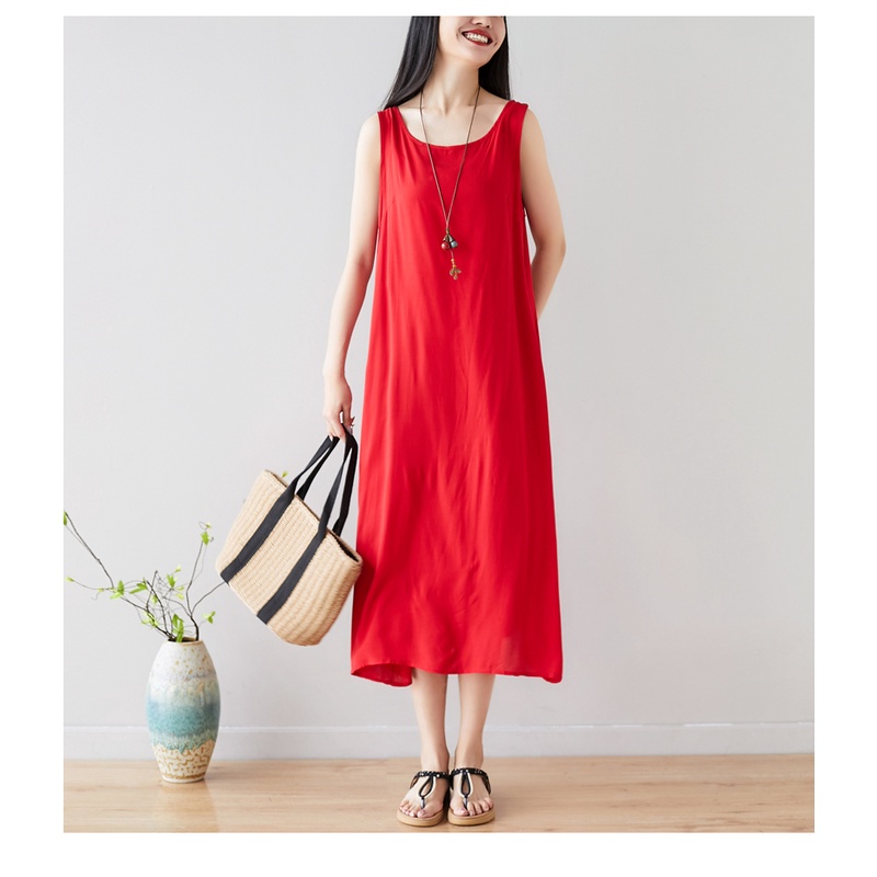{Hàng sẵn} Đầm linen dáng suông vải mềm mát, đầm ulizzang đi biển