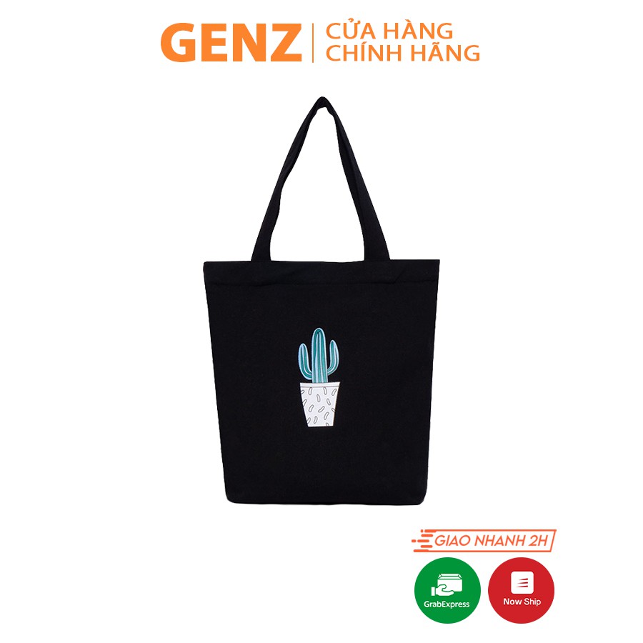 Túi tote GENZ vải canvas ulzzang unisex in hình Xương Rồng ZB008