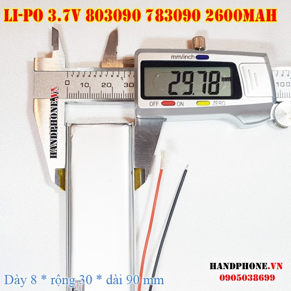 Pin Li-Po 3.7V 803090 783090 2600mAh (Lithium Polyme) cho Loa Bluetooth, Bàn phím, Camera, Định vị GPS, Cell pin LG PK3