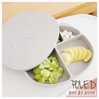 Khay gấu Silicon Poled Hàn đế hít có nắp