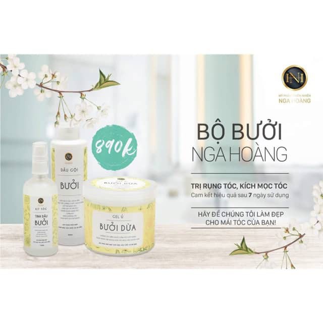 Bộ Bưởi Nga Hoàng 4 món (Dầu gội+Tinh Dầu+Gel ủ bưởi+Gel mi)