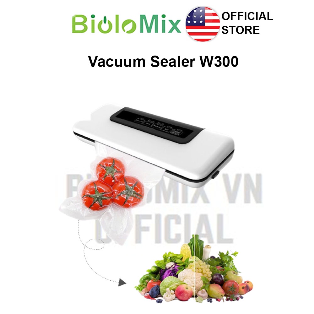 [TẶNG 10 TÚI] Máy hút chân không tự động Vacuum Sealer BioloMix W300 chế độ hút khô, ướt, mềm cho máy nấu chậm Sous vide