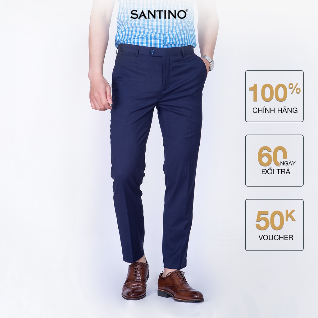 Quần Âu Nam Công Sở Sợi Tre Santino Cao Cấp Màu Xanh Than Form Ôm Nhẹ Thoáng Mát Chống Nhăn Kháng Khuẩn Và Tia Uv Q069