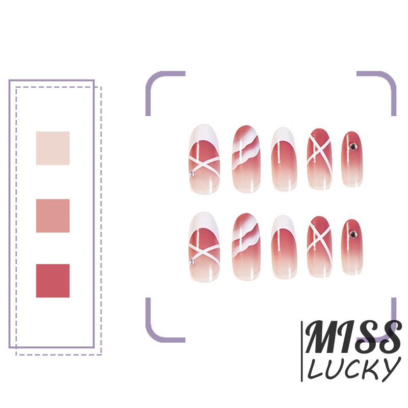 Bộ 24 móng tay giả in họa tiết xinh xắn thời trang cho nữ