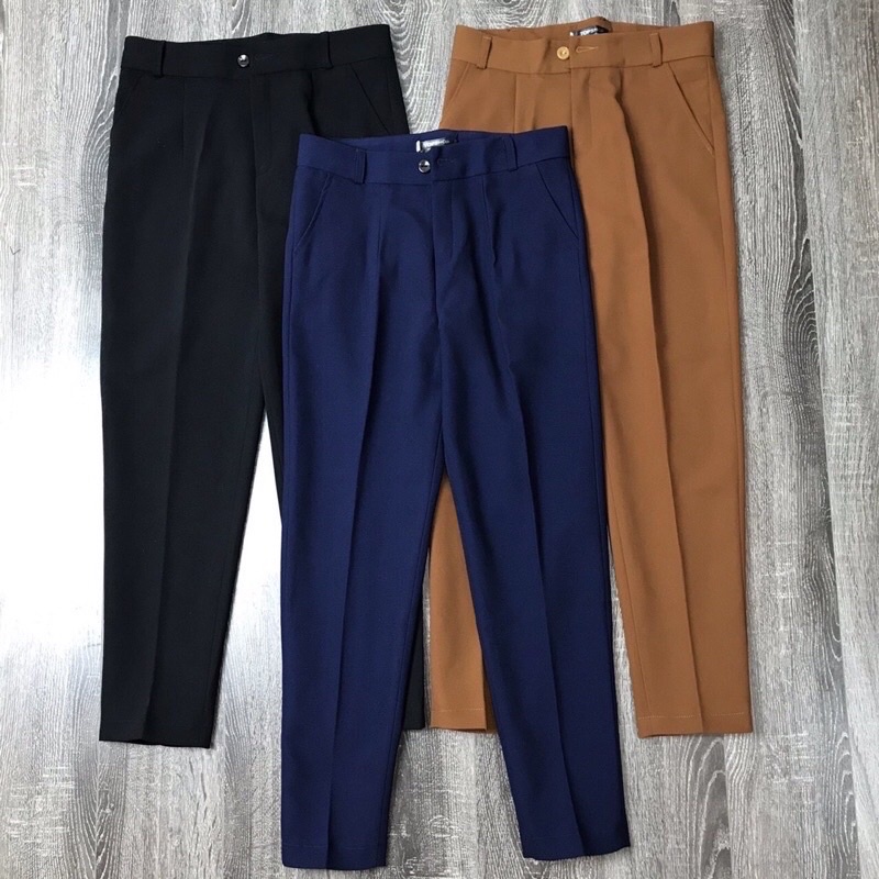 Quần Vải Nữ , Quần Baggy Nữ Cao Cấp Siêu Đẹp Gồm 2 Màu Đen Và Xanh Than, Đủ Size