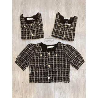 Áo dạ tweed kẻ đen trắng