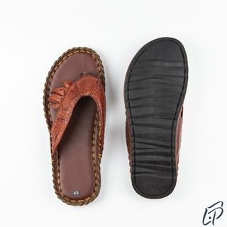 Dép tông nam da cá sấu thật bền đẹp, cao cấp - Đế cao su chắc chắn tránh trơn trượt LAPELLE DCS688