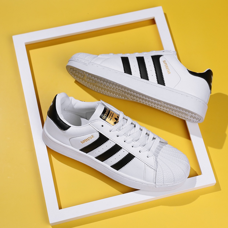 Giày Sneaker Nữ Trắng Mũi Sò, Giày Thể Thao Nữ Superstar màu trắng sọc đen cao cấp