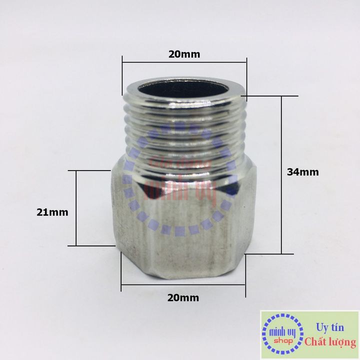 [INOX304] Nối Kép Thu Ren Lơ ren  1&quot; 3/4&quot; 1/2&quot; 3/8&quot; (33mm - 27mm -21mm - 17mm)