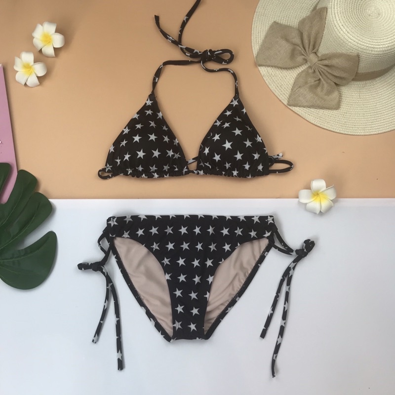 (Hình thật)Bikini 2 mảnh tam giác nhiều hoạ tiết