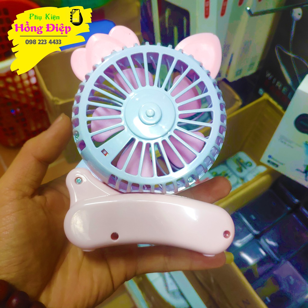 Quạt Pin Mini Fans Có Đèn Pin Hình Bông Hoa