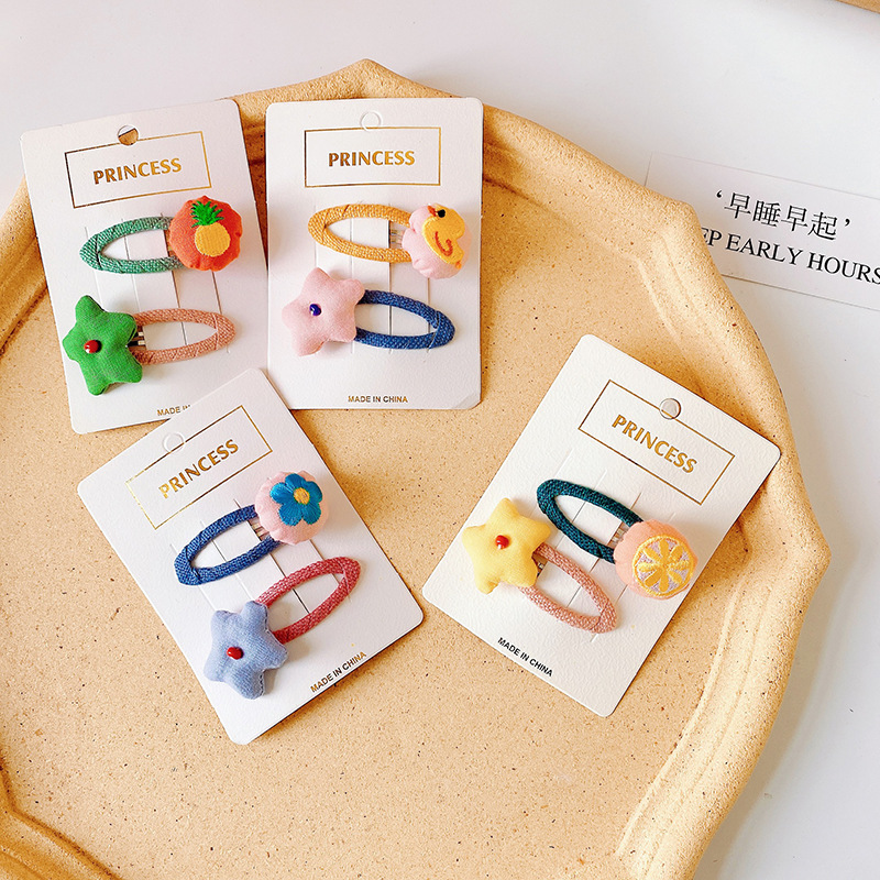 Kẹp tóc mái nhiều màu thêu hình trái cây phong cách Hàn Quốc hàng mới dành cho bé gái