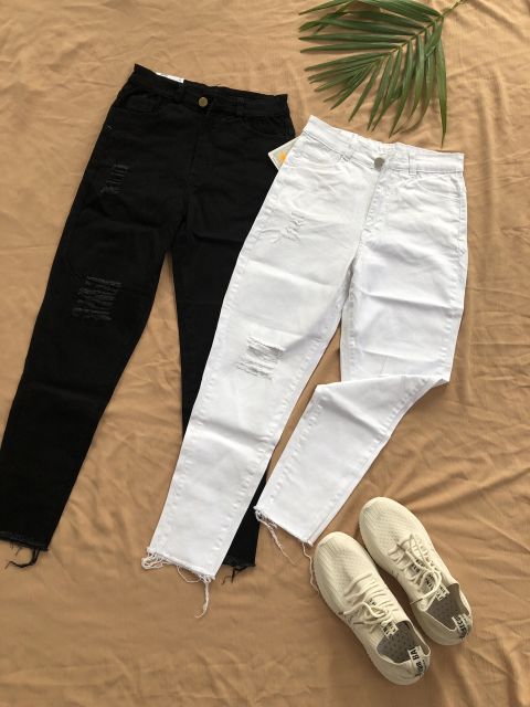 Lenkapas - Quần kaki rách cá tính - 2 màu: đen/trắng | BigBuy360 - bigbuy360.vn