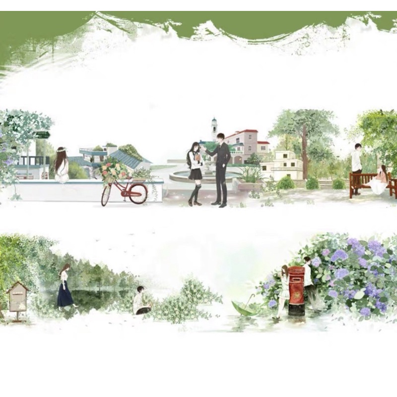 Washi tape phong cảnh tình nhân trang trí bullet journal, nhật kí