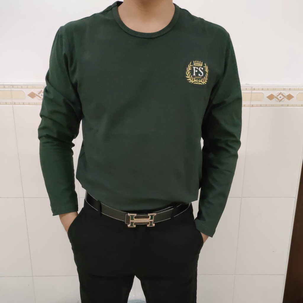 Áo polo Tay Dài Dáng Rộng Phối Túi Thời Trang Mùa Thu Cho Nam Trung Niên