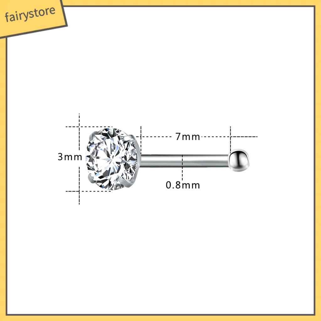 Set 3 Khuyên Mũi Bằng Thép Không Gỉ Đính Đá Thời Trang