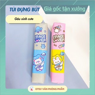 Túi đựng bút VẢI CANVAS hình hộp chữ nhật, chất mịn khóa tốt