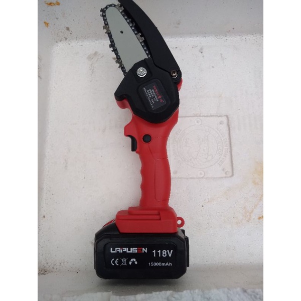 Máy cưa xích chạy pin 118V - máy cưa pin cầm tay .máy cưa gỗ tỉa cành cây -pin khủng 10eccl.