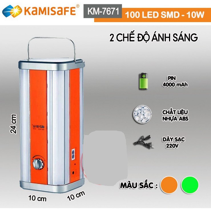 Đèn LED tích điện thông minh KM-7671 chính hãng