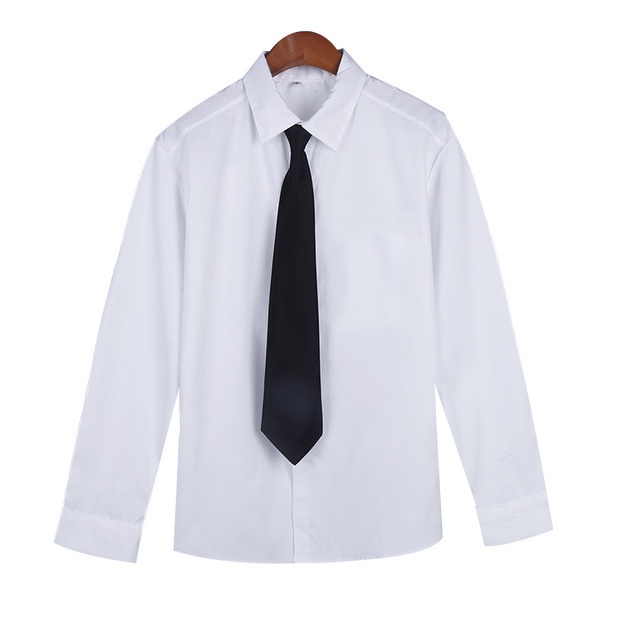 Áo sơ mi nam trắng trơn học sinh sinh viên Hàn Quốc vải lụa cotton không nhăn dài tay cổ tặng kèm cà vạt KB25 M.RO