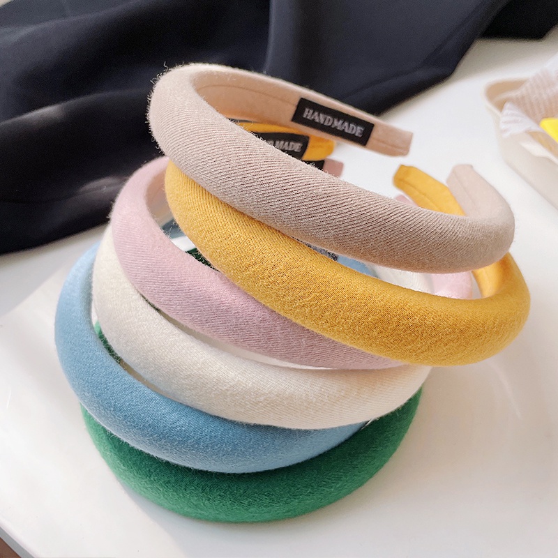 Băng Đô Cài Tóc Bằng Xốp Đệm Nhung Màu Kẹo Thời Trang Cho Nữ