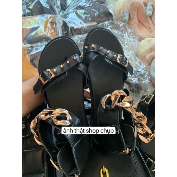 SANDALS NỮ ĐẾ PHẲNG QUAI XÍCH BẢN TO