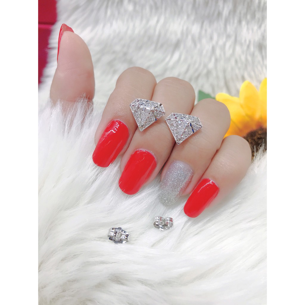 Bông tai nữ họa tiết kim cương đính đá trắng UHA , chuôi cài chắc chắn, kiểu dáng hiện đại, thu hút, sang trọng