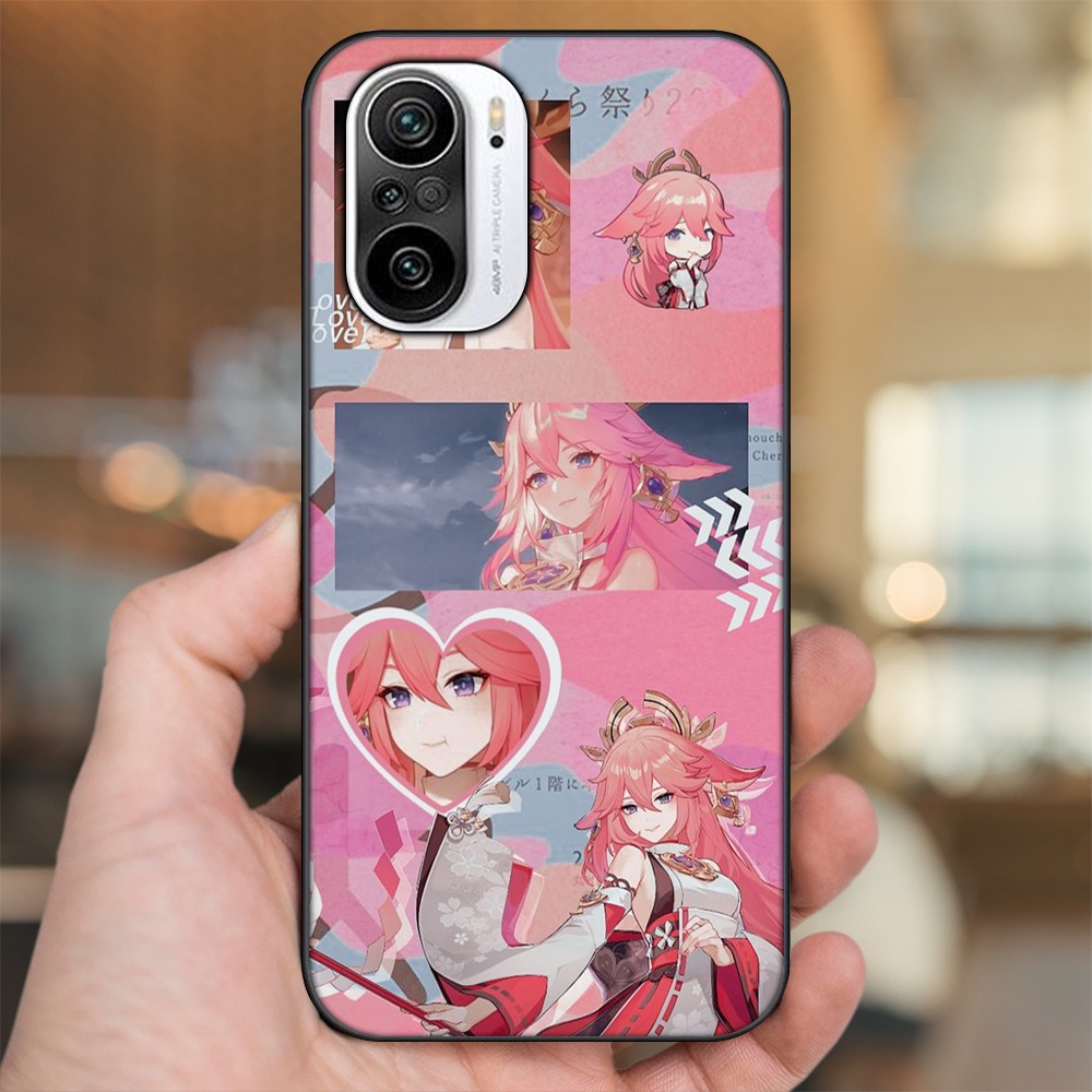 Ốp lưng Xiaomi K40 viền đen in hình Yae Miko Genshin Impact