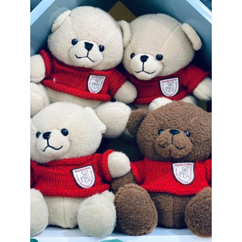 gấu bông teddy mặc áo len đỏ siêu xinh