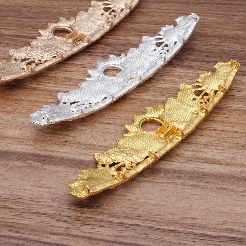 Phiến đúc họa tiết hoa sen làm kim quan 29*118mm nguyên liệu làm trâm làm trang sức cổ trang có màu KC
