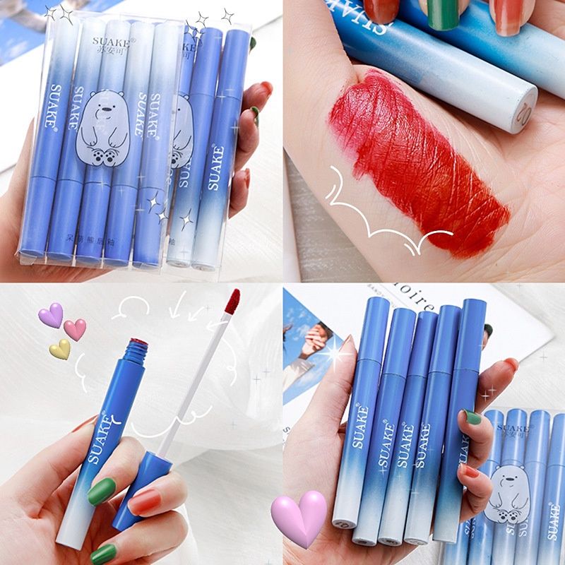 Set 5 son kem lì SUAKE Vỏ XANH GẤU TRẮNG