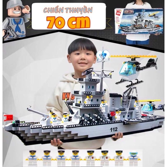 Đồ chơi xếp hình lego thuyền chiến hạm tuần tra 112 siêu to khổng lồ 70cm