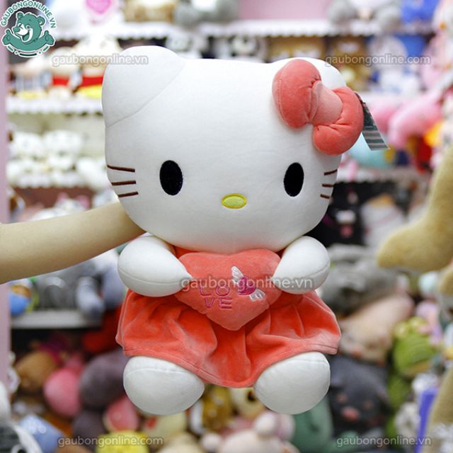 Kitty thiên thần ôm tim I love you mềm màu hồng kích thước 45cm