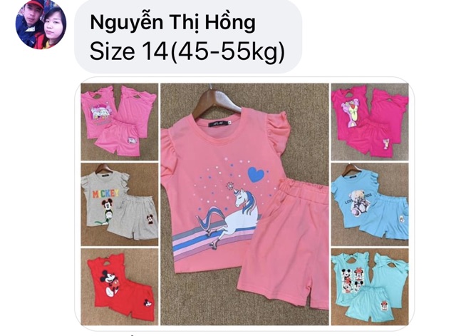 Bộ cotton cánh tiên bé gái 20-50kg