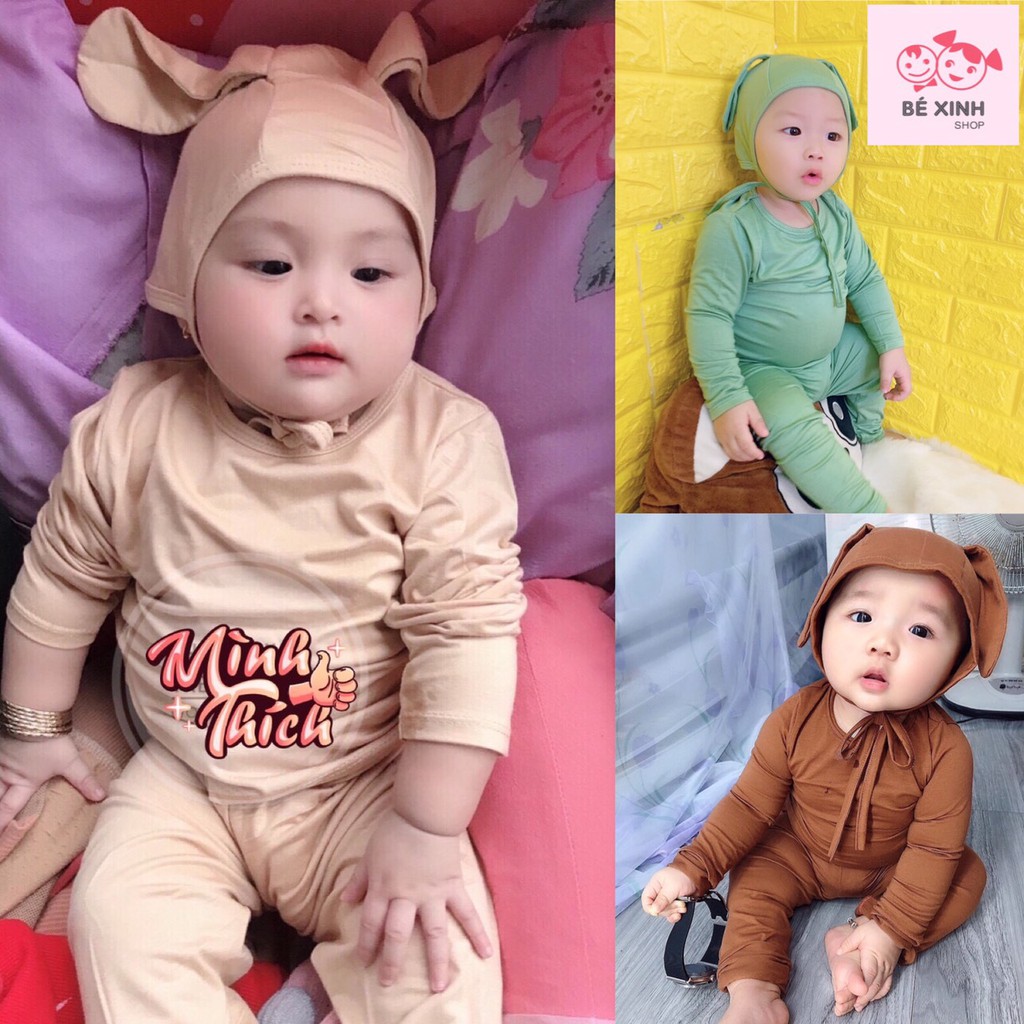 [XUẤT HÀN XỊN - TẶNG NÓN] 3 bộ tai thỏ cho bé bộ dài tay thu Đông minky mom dài tay mẫu hot chât thun mát lạnh