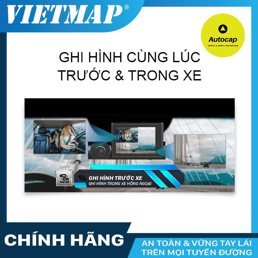 Camera hành trình ô tô VIETMAP R1 ghi hình trước sau, có hồng ngoại, màn cảm ứng Wifi GPS cảnh bảo tốc độ - KM thẻ nhớ | BigBuy360 - bigbuy360.vn