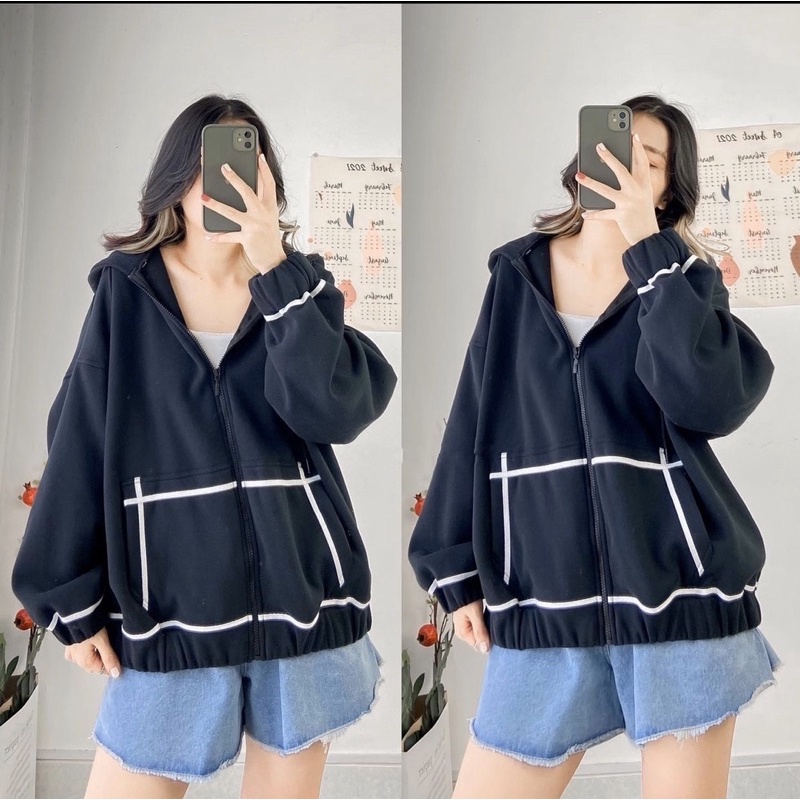 [RẺ VÔ ĐỊCH] Áo Khoác dây kéo viền trắng/ Hoodie Zip WEST {màu Đen/ Xanh/ Hồng} Form rộng Unisex Nam/Nữ cực đẹp chất xịn