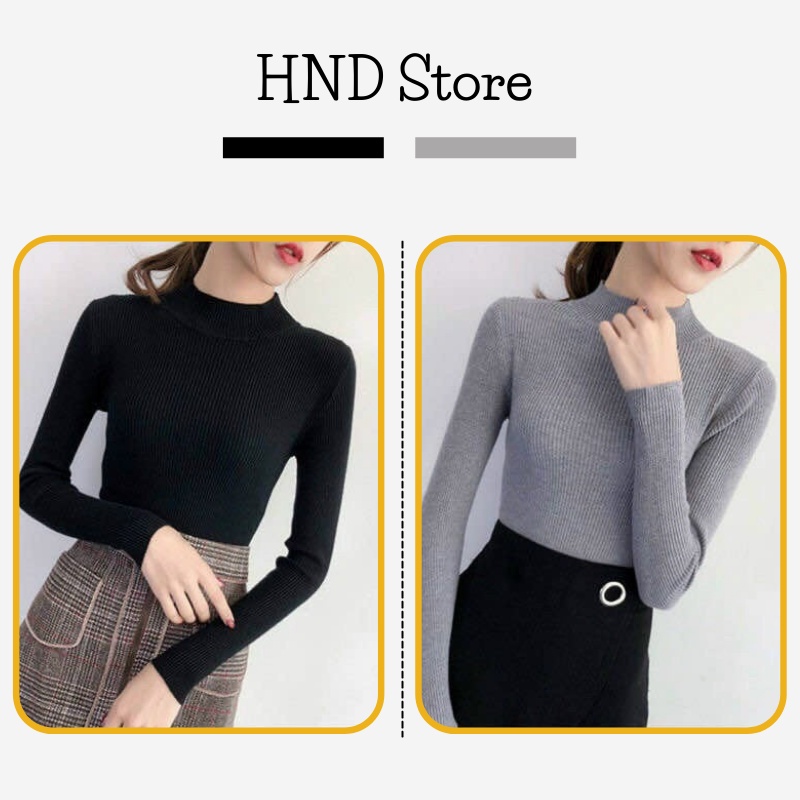 Áo len dài tay dáng ôm màu trơn cổ 3 phân  thời trang thu đông cho nữ HNDAL01 | BigBuy360 - bigbuy360.vn