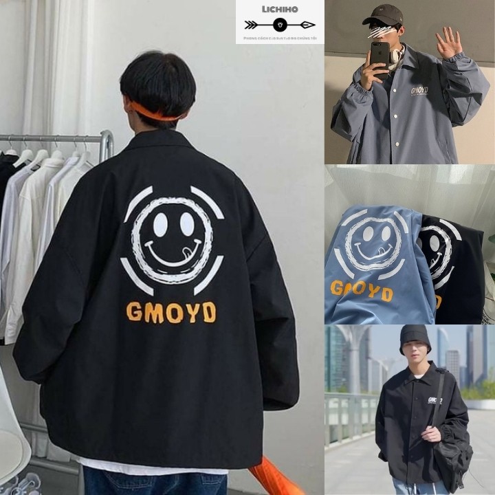 Áo khoác dù sơ mi unisex nam nữ form siêu rộng ulzzang street style Hàn Quốc GMOYD AKSMD01 LICHIHO 2 lớp xịn sò