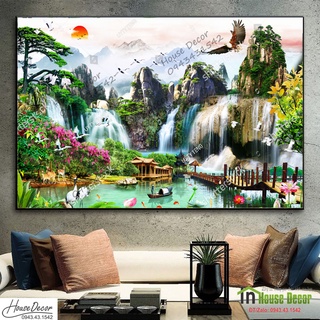 Tranh dán tường 3d phòng khách sơn thủy hữu tình, có keo sẵn housedecor 1576834549
