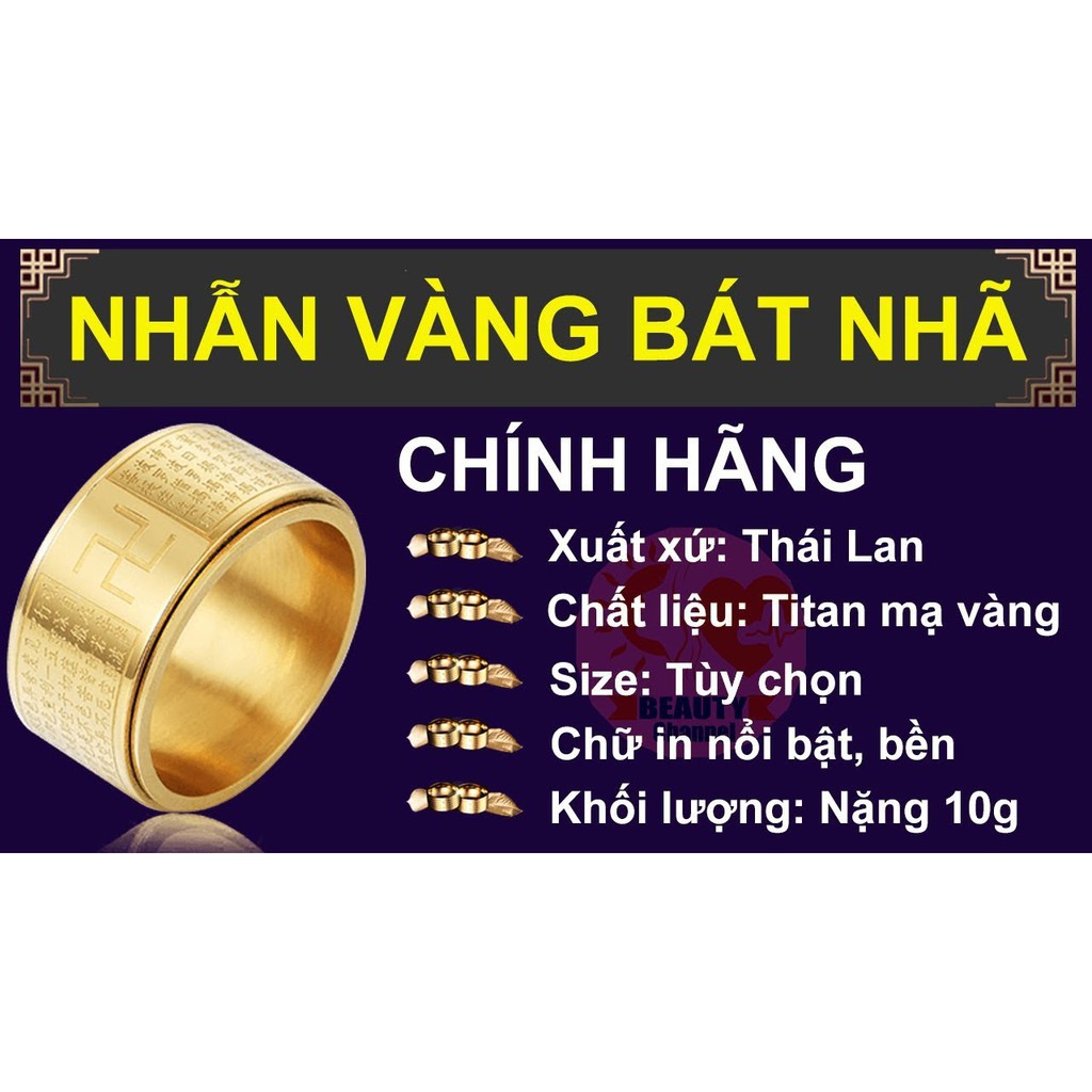 Nhẫn Bát Nhã Tâm Kinh May Mắn Tài Lộc Xoay 360 Độ