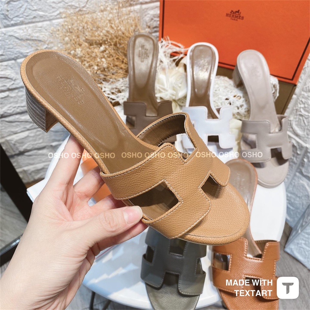 Guốc HƠ MEC gót vuông sang chảnh 5cm OSHO, chất da lì mềm, phom chuẩn ôm chân, full bill thẻ túi hộp xốp