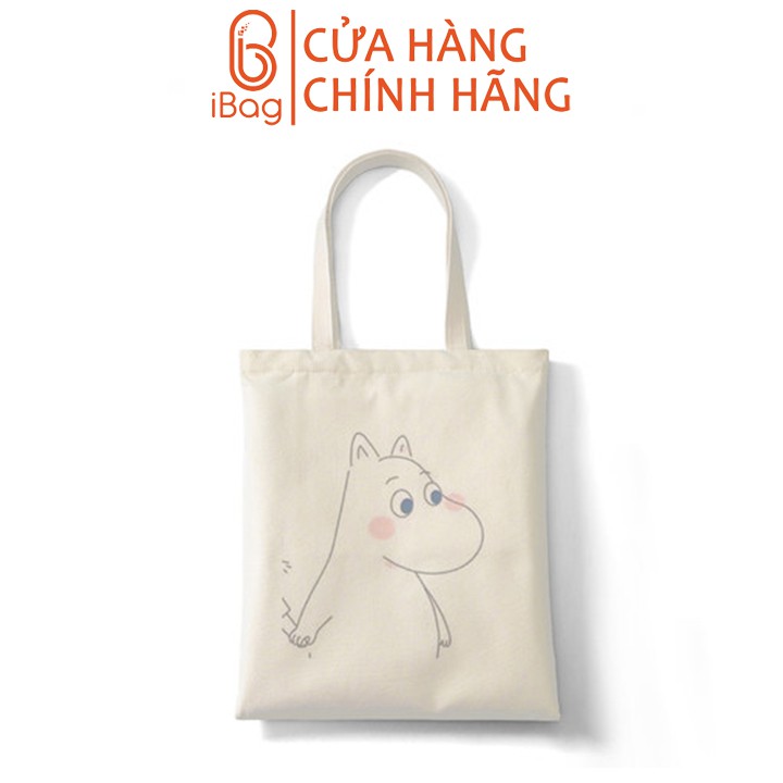 Túi tote vải canvas IBAG nữ phong cách ulzzang dáng unisex in hình con hà mã N031